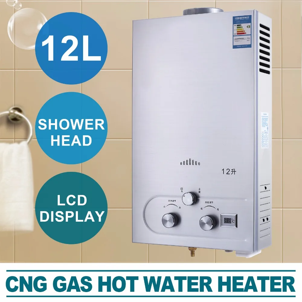 VEVOR Hot Water Heater 12L NPG Natural Gas Propane Water Heater Tankless Instant Boiler with