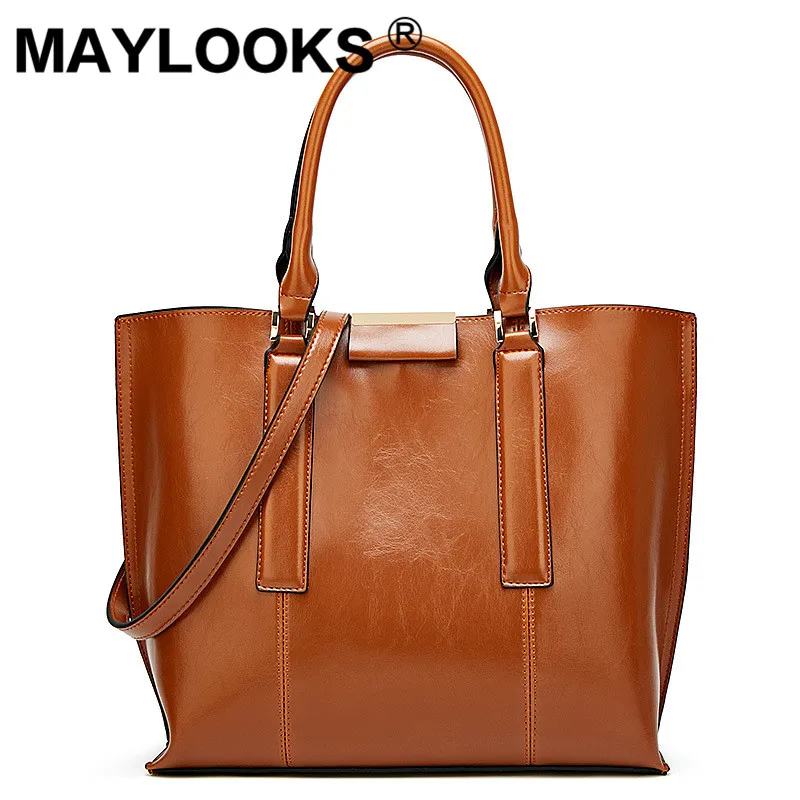 

2019 new women's handbags tide single shoulder tote bag oil wax leather handbags Messenger bag M-AS687