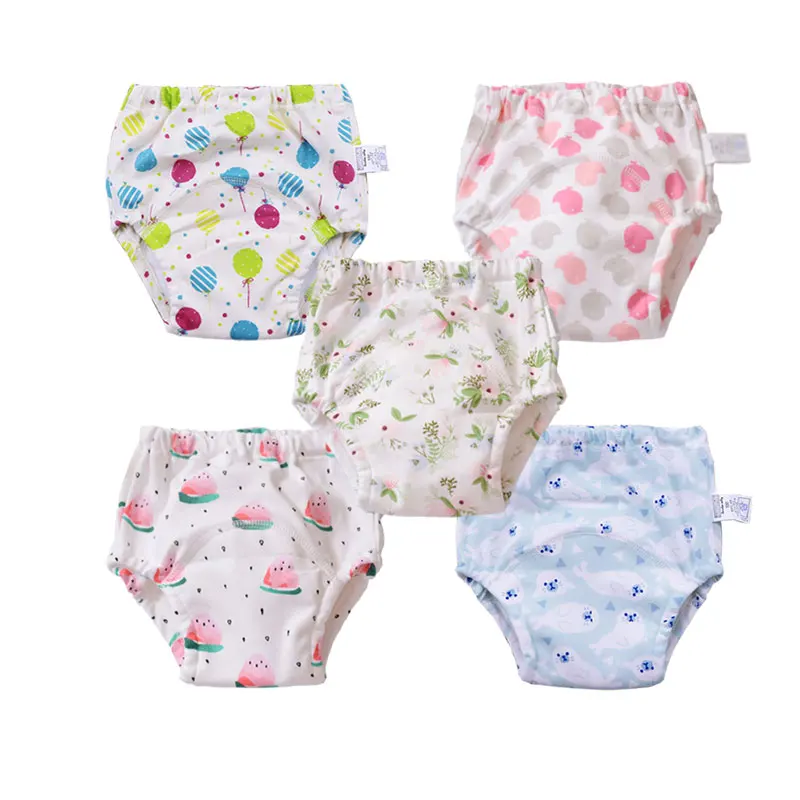 5 шт., моющиеся Детские хлопковые тренировочные штаны для горшка, многоразовые детские тканевые подгузники для подгузников и унитаза