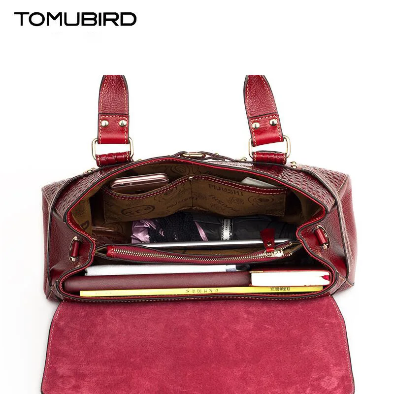Сумка TOMUBIRD из воловьей кожи с тиснением под крокодила модная женская сумка