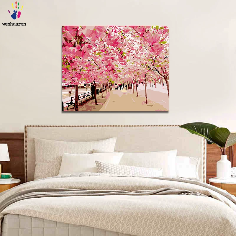 

DIY digital oil painting impression iandscape painting is a combination of number and toolkits with a size of 40x50