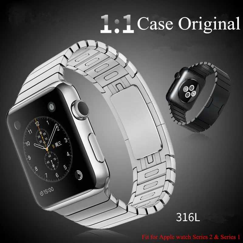 Prix pour Nouveau 316L Acier Inoxydable 1:1 D'origine Lien Bracelet Bracelet Pour apple watch 42mm avec personnalisé papillon fermeture pour série 2 1 Prix pour Nouveau 316L Acier Inoxydable 1:1 D'origine Lien Bracelet Bracelet Pour apple watch 42mm avec personnalisé papillon fermeture pour série 2 1