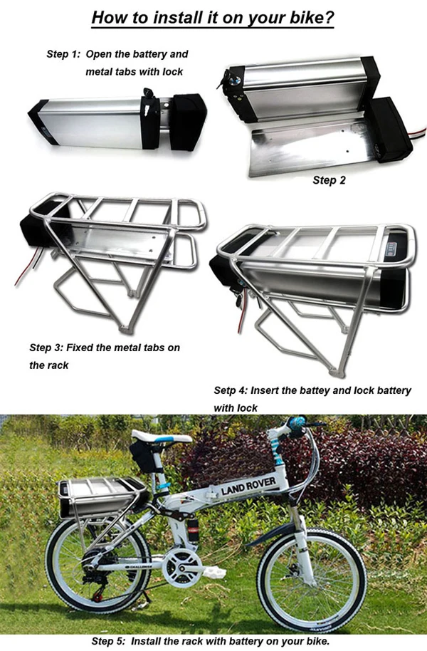 Clearance Rear rack e-bike battery 24v 50ah li-ion electric bicycle battery with standard USB port and rear led light For Samsung Cell 20 Clearance Rear rack e-bike battery 24v 50ah li-ion electric bicycle battery with standard USB port and rear led light For Samsung Cell 20