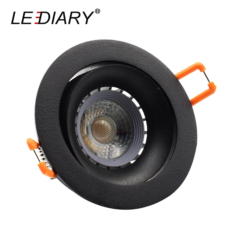 

LEDIARY 85V-265V E27 5W LED Downlight Recessed Ceiling Spot Lamp 75mm Cut Hole Black Round Downlights Fitting Angle Adjustable