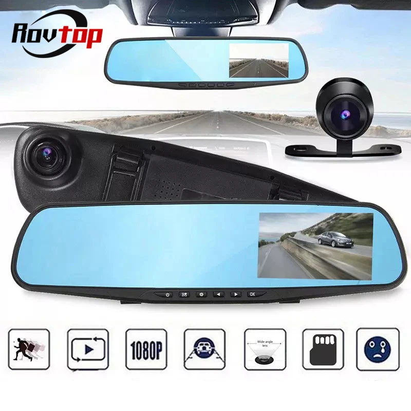

Rovtop Night Vision Car DVR Detector Camera Review Mirror DVR Digital Video Recorder 4.3'' HD 1080P Auto Camcorder Dash Cam Z2