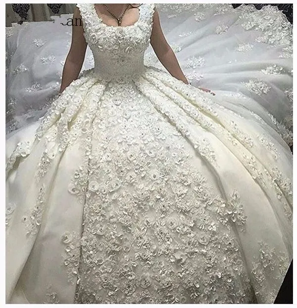 Роскошные Vestido De Noiva 2019 мусульманские свадебные платья бальное платье кружево Кристаллы Цветы Турция Дубай арабское свадебное платье