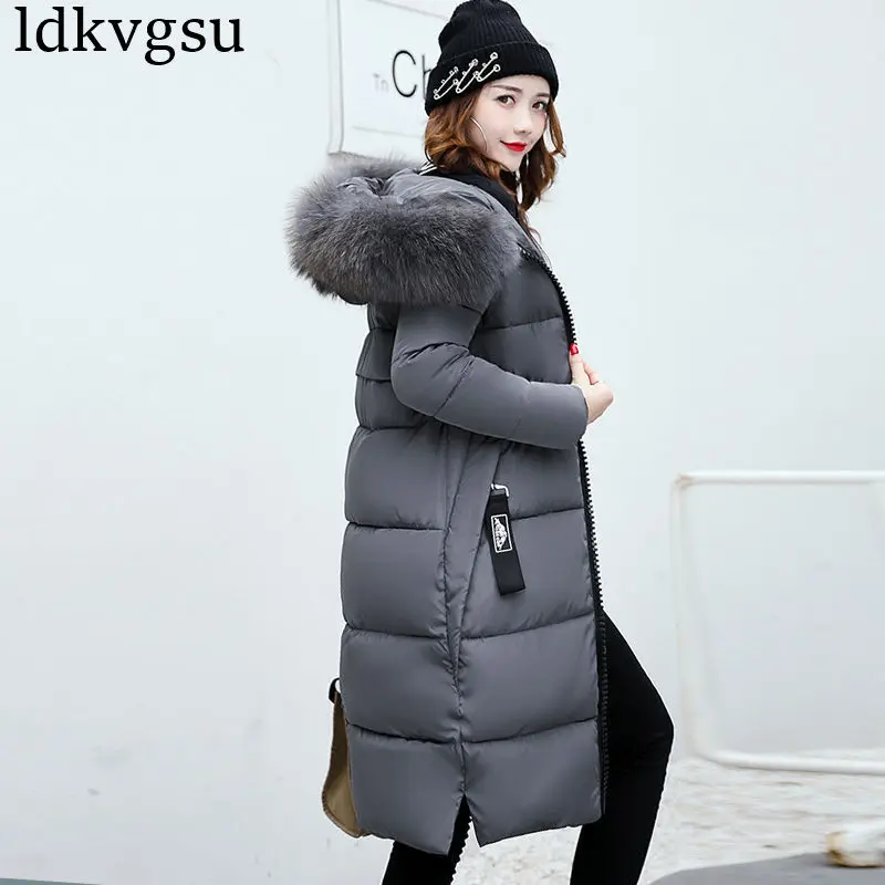 Женское зимнее пальто, куртка, теплая Женская парка, меховая женская верхняя одежда, высококачественное хлопковое пальто, новинка, Длинная зимняя куртка для женщин 70301