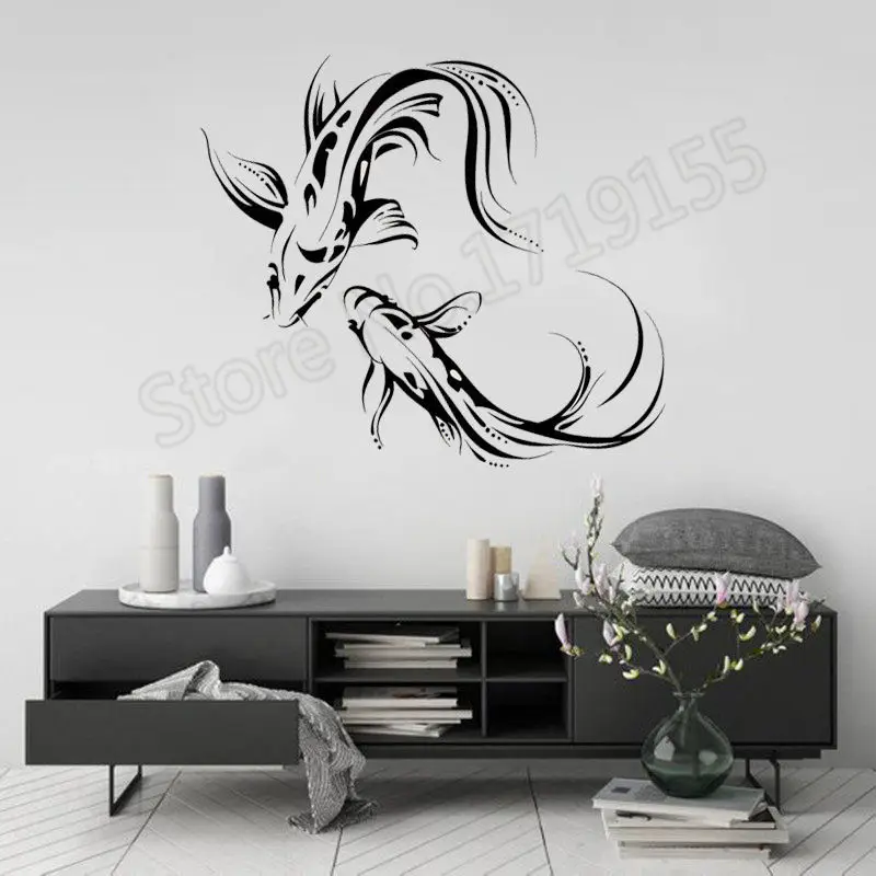 

YOYOYU Koi Carp Asian Japanese Fish Buddhism Wall Stickers Vinyl Removable Modern Home Decor Interior Mural Unique Gift DIYZW339