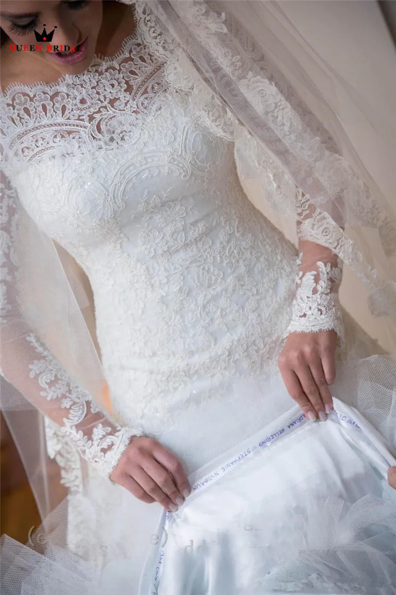 Индивидуальный заказ трапециевидной формы с длинным рукавом кружево Тюль Элегантный Формальные Свадебные платья 2019 Новая мода свадебное