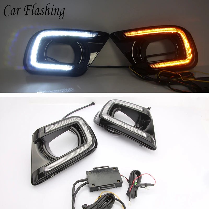 

Car Flashing 1 Set For Fiat Freemont 2014 2015 2016 Daylight Car LED DRL Daytime Running Lights with turn signal Fog Lamp cover