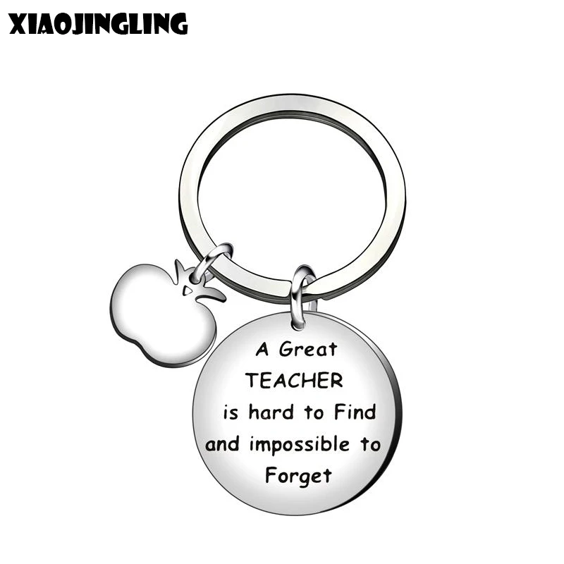 

XIAOJINGLING Stainless Steel Pendant Keychain Holder A Great Teacher Is Hard To Find And Impossible To Forget Teacher's Day Gift