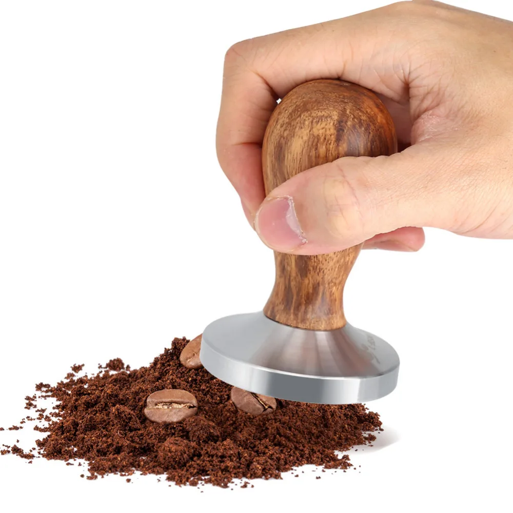 58 мм нержавеющая сталь кофе Темпер изогнутое основание Es пресс o молоток бобы пресс инструмент с деревянной ручкой