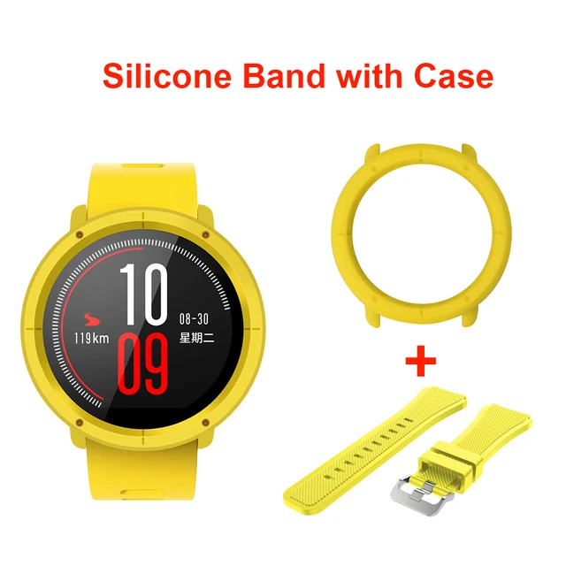 Sikai 22mm Soft Silicone Watch Band With Protective Case For Huami Sikai 22mm Soft Silicone Watch Band With Protective Case For Huami Amazfit Pace Bracelet