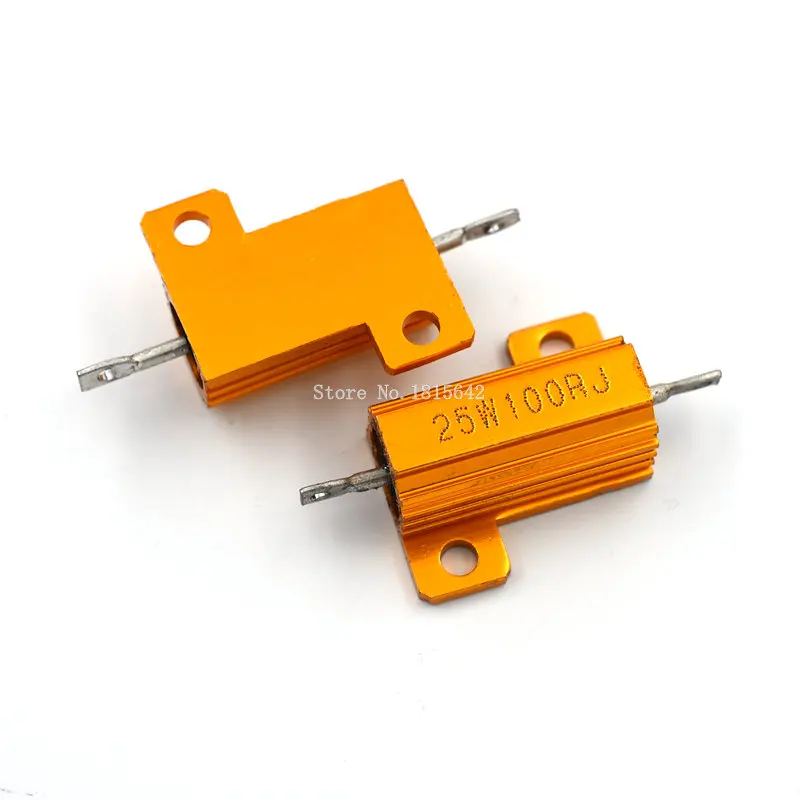 RX24 25 Вт 100R 100RJ мощный металлический корпус алюминиевый Золотой резистор 100 Ом