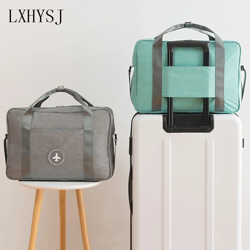 

LXHYSJ Fashion Foldable Travel Bag Women Nylon Large capacity package Unisex Luggage Travel Handbags