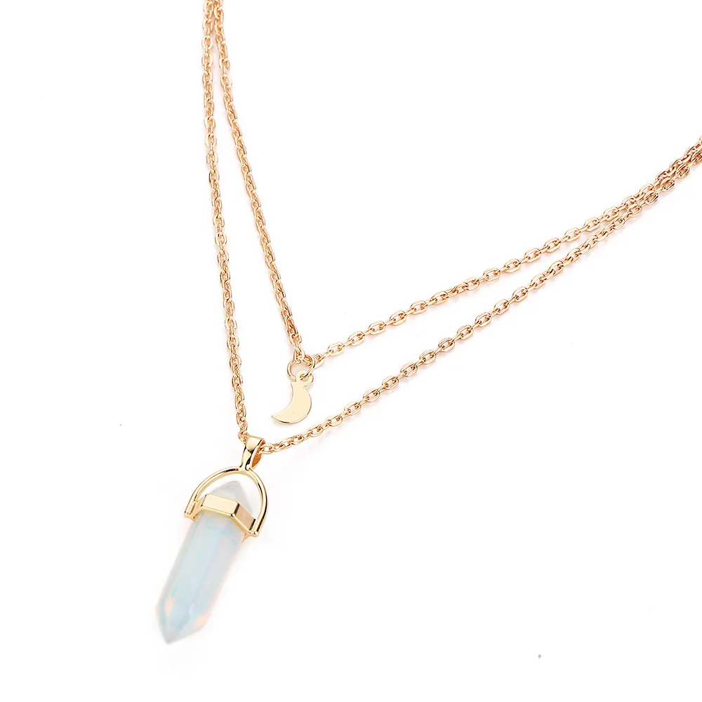 

Fashion Bohemian Crystal Stone Moon Choker Necklaces Charm Pendant Necklaces for Women Vintage Geometric Boho Jewelry Best Gift