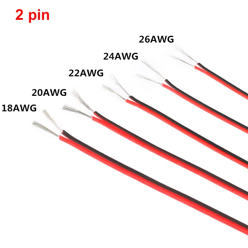 Cable de calibre 18/20/22/24/26, 2 pines, 10 metros, cobre estañado, con de PVC, tira LED, Cable rojo y negro|Alambres y cables| - AliExpress