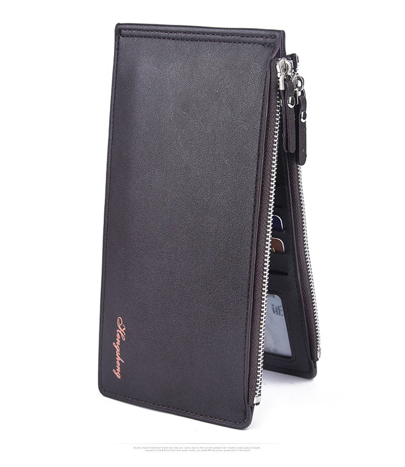 

Aelicy Men Slim Leather Card Cash Receipt Holder Ultra-Thin Zipper Wallet Solid Long Bi-fold Clutch Handbag Money Bag Coin Purse