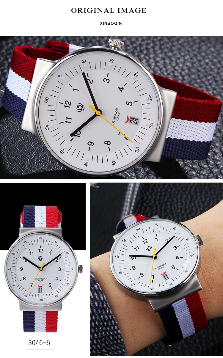 XINBOQIN бренд оригинальные мужские Повседневное часы полоса парусиновым ремешком Новая мода нейлон наручные часы нейтральный дизайн