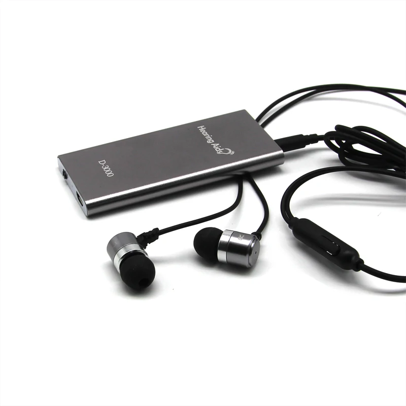 Rechargeable Hearing Aid Pocket Sound Amplifiers Adjustable Hearing Loss Wired headset microphone Ear Aids for The Elderly