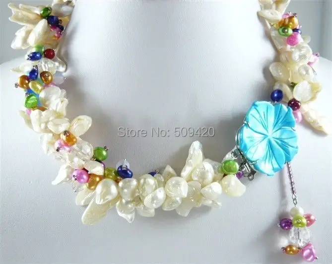 

Free Shipping >>>>>Multicolor Akoya Cultured Pearl&Faceted Crystal Necklace