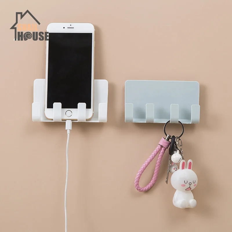 

Snailhouse Stick Up Wall Cell Phone Bracket 4 Colors Mobile Phone Charging Holder Traceless 4 Hook Receiving Hanger Bracket