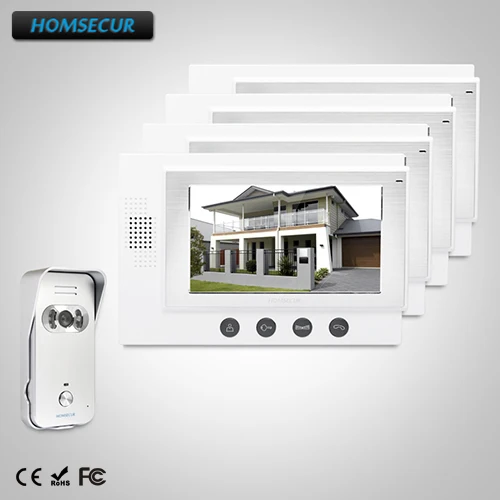 

HOMSECUR 7" Wired Hands-free Video Door Phone Intercom System+IR Night Vision: TC021-S Camera (Silver)+TM701-W Monitor (White)