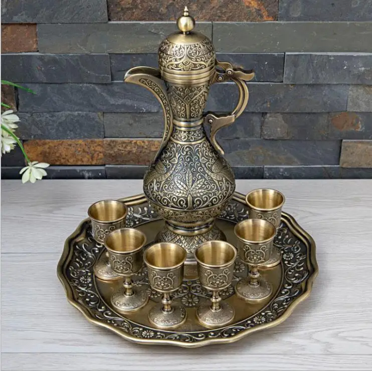 Высокое качество Европейский бронзовый цвет металла винный набор Графин бармен