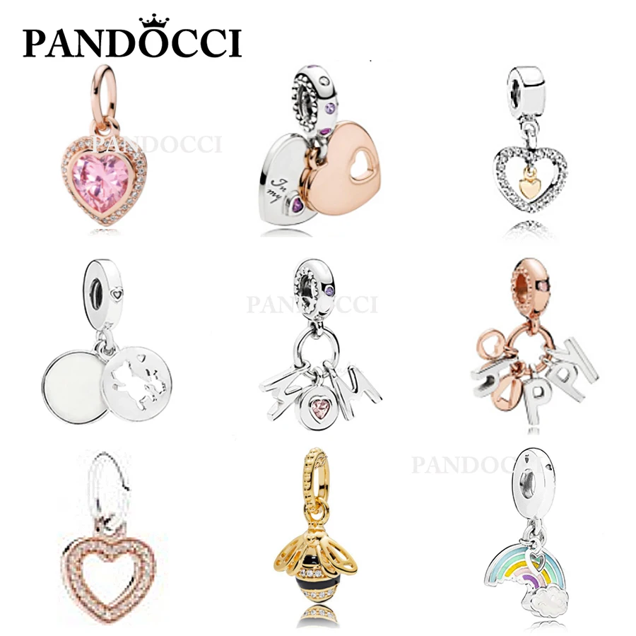

PANDOCCI 2018 Fit Original Charm Bracelets Gilded Rose Gold color Authentic 925 sterling silver Beads Women DIY Fashion Jewelry