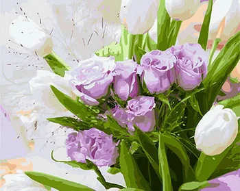 

Frameless painting by numbers diy picture oil painting on canvas for home decor animal painting 4050 tulip