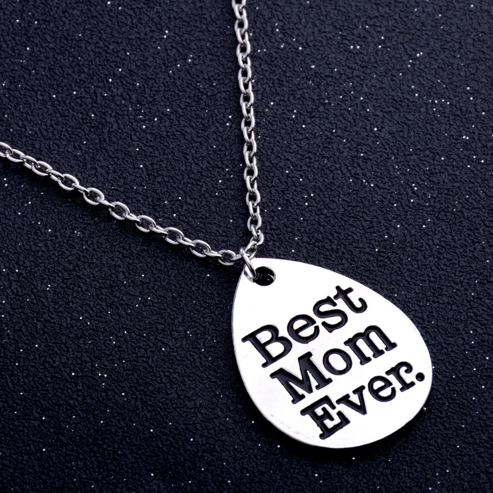 Best Mom Ever Love Necklace Mother's Gifts Charm Silver Pendant Chain Mommy Family Jewelry Women