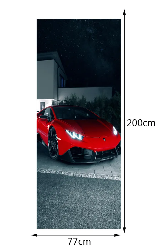 2 панели красные гоночные автомобили искусство картина 3D наклейка на дверь