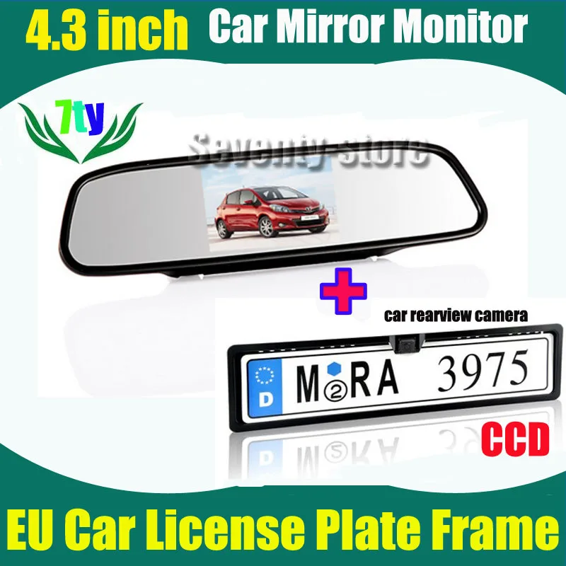 

2in1 CCD HD EU European Car License Plate Frame / car plate license frame with car mirror monitor 4.3inch