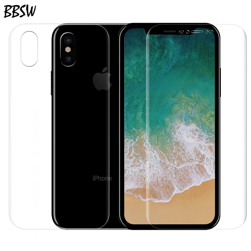 

BBSW Front + Back Soft TPU Film For Apple iPhone X 7 8 6 6S Plus Clear Screen Protector Film For iPhoneX protector de pantalla