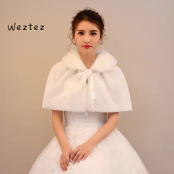 

Wedding Jacket White Bridal Wraps Fur Winter Warm Bolero Short Cape Bride Wrap Shawl Wedding Accessories PJ95