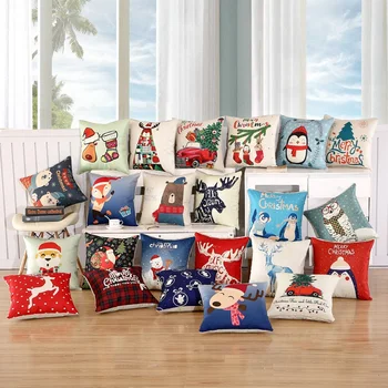

Merry Christmas Cushion Cover Christmas Decorative Cheaper Pillowcase Polyest Throw Case Holiday Home Sofa Bedroom Car Decor