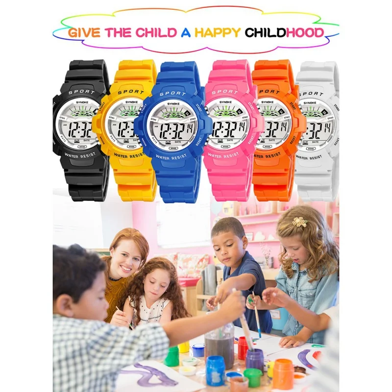 SYNOKE светодио дный цифровой Детские часы детские часы для девочек и мальчиков часы детские спортивные наручные часы электронные для