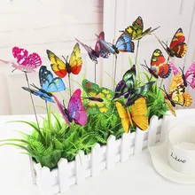 24 шт. красочные 3D бабочки на палочке цветочный горшок растения орнамент для DIY дома Двор Газон ваза рождественские вечерние принадлежности