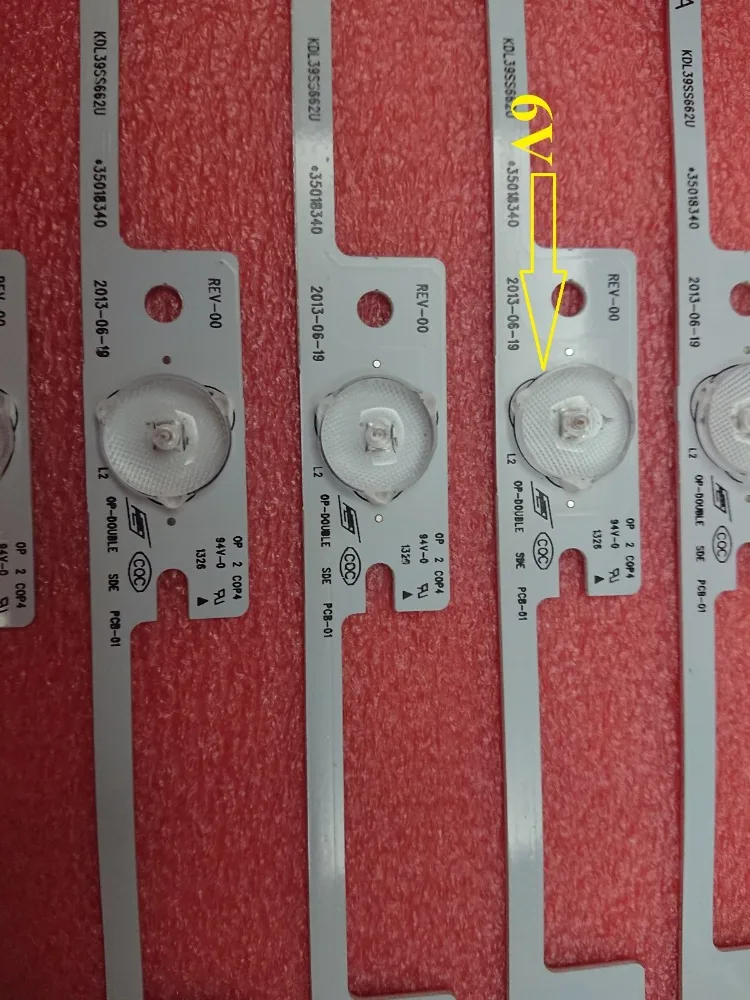 6 v 327mm led barra de retroiluminação