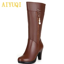 AIYUQI new genuine leather high knee winter boots women. women martin boots. high-heeled wool boots. fashion snow boots women AIYUQI new genuine leather high knee winter boots women. women martin boots. high-heeled wool boots. fashion snow boots women