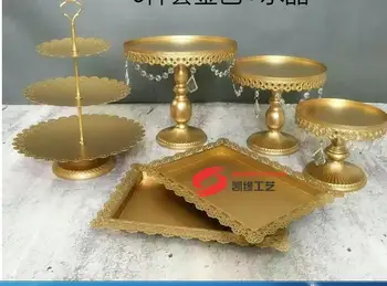 

DHL Set of 12 pieces gold cake stand wedding cupcake stand set crystal candy bar decoration cake tools bakeware set