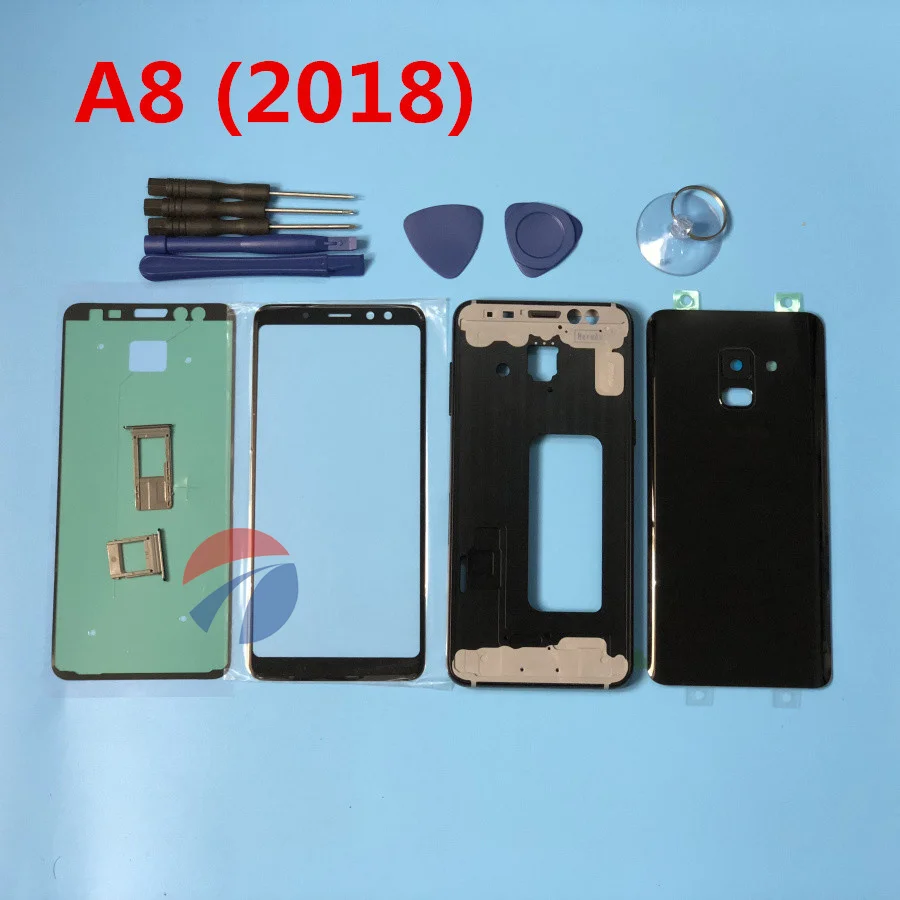 

Full Housing Cover Case Chassis Middle Frame Bezel Rear glass + Front Glass Lens + tools For samsung galaxy A8 2018 A530 A530F