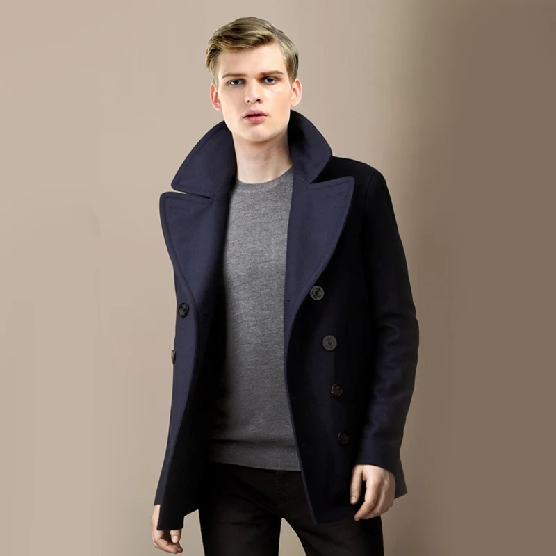 Men Short Coat Wool Blending Outerwear 2020 Spring Autumn Male Double Breasted Short Solid Plus Size Woolen coat Men Short Coat Wool Blending Outerwear 2020 Spring Autumn Male Double Breasted Short Solid Plus Size Woolen coat