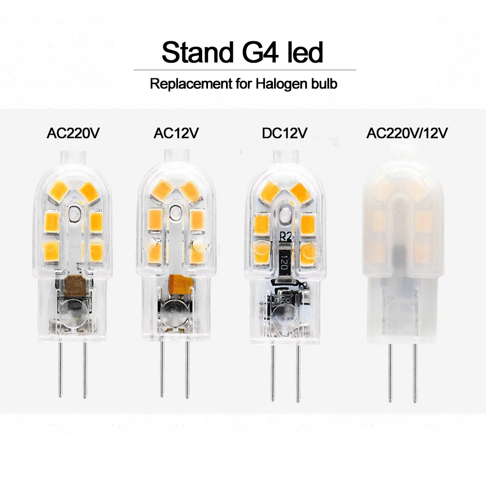 Grensk G4 светодио дный 12 В AC220V SMD2835 светодио дный лампы G4 1 Вт лампа мини ультра яркий люстра фары Замена для галогенные 2700 К 6000 К светодио дный