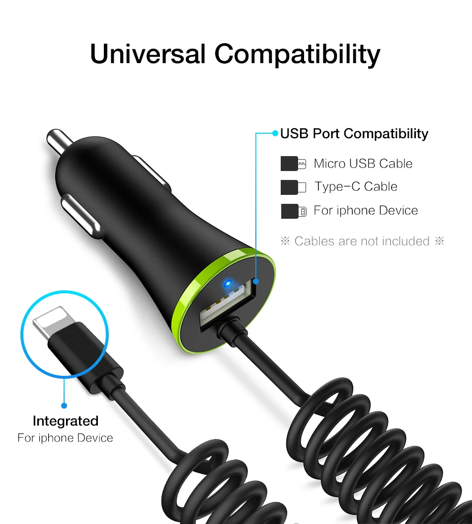 universal car charger 5V2.4A Fast USB Port Mobile Phone car-charger With Cable For iPhone 6 7 6S 8 Plus For Samsung S8 7 (2)