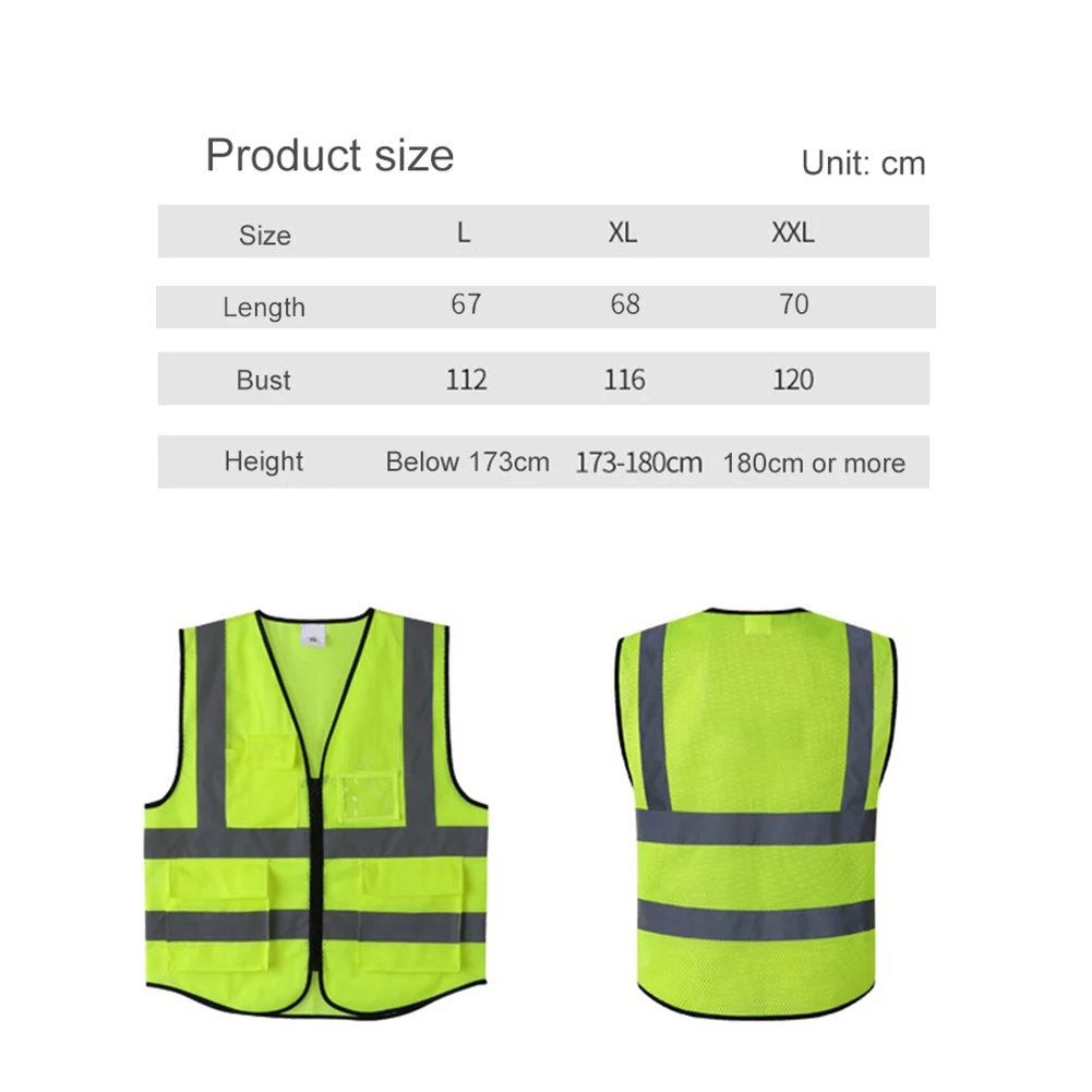 Светоотражающий Предупреждение ющий жилет, безопасная рабочая одежда, высокая видимость, дневной и ночной защитный жилет для бега, велоспорта, безопасности дорожного движения