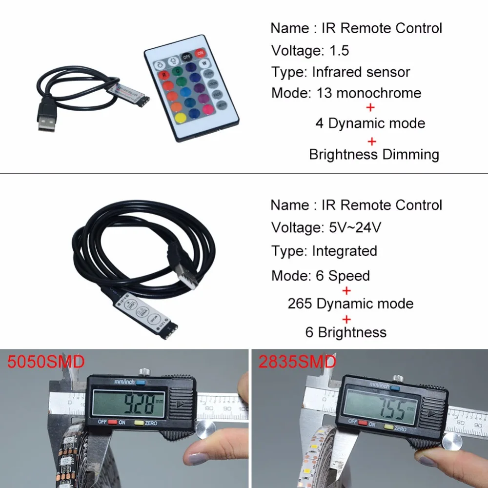 Светодиодная лента с питанием от USB 5 в пост. Тока 5050 2835 RGB 50 см 1 м 2 3 4 60