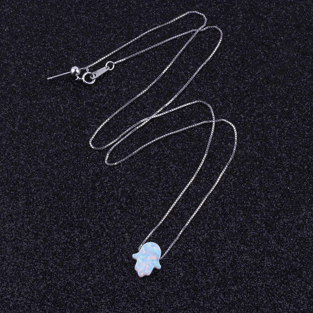 Модное ожерелье Hamsa из серебра 925 пробы с опалом 78 цветов 11 х13 мм|hamsa necklace|silver