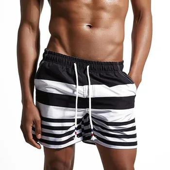 brand sexy Men Shorts Summer striped Beach shorts Swimwear Men Boardshorts Man Boxer Shorts Bermuda Swimsuit