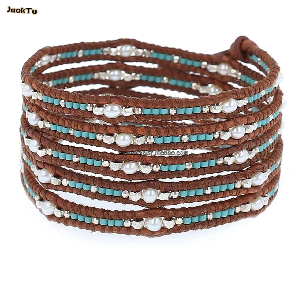 Зеленый бисер смесь пресной воды отделанный жемчугом браслет классический